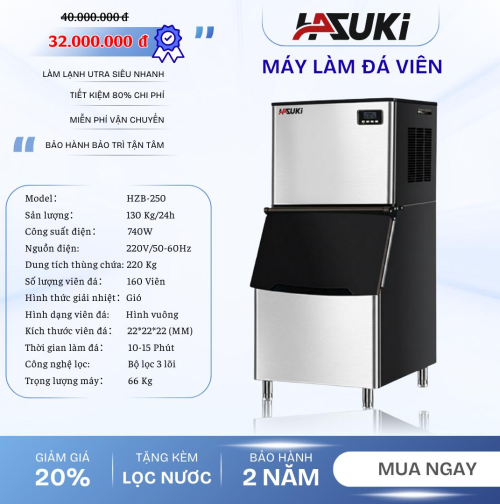 Máy làm đá viên HAZUKI 130kg/24h
