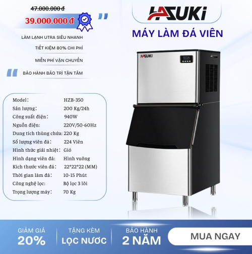 Máy làm đá viên HAZUKI 200kg/24h